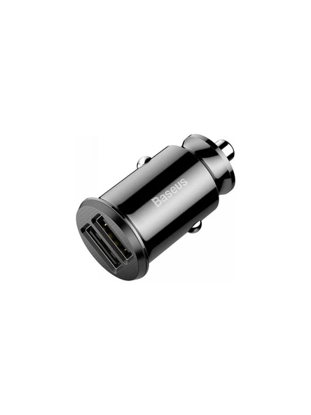 Baseus Grain Serisi Uyumlu Minimal Tasarım Çift Usb 3.1a Araç Şarj Cihazı Siyah ürün görseli 1