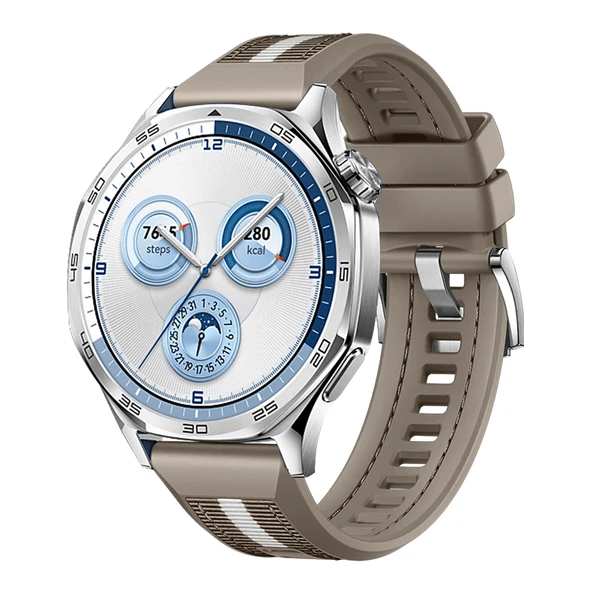 Huawei Watch GT5 46mm İle Uyumlu SportStripe Örgü Desen Metal Tokalı Silikon Akıllı Saat Kordonu  Kahverengi ürün görseli 1