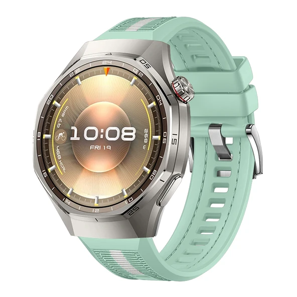 Huawei Watch GT6 Pro 46mm İle Uyumlu SportStripe Örgü Desen Metal Tokalı Silikon Akıllı Saat Kordonu  Yeşil ürün görseli 1