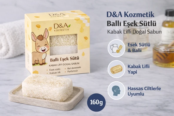 DA Kozmetik Ballı Eşek Sütü Sabunu Kabak Lifli 160 gr ürün görseli 1