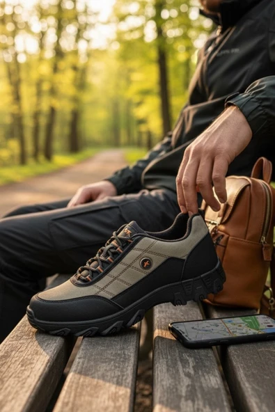 Enoch Erkek Vizon Siyah Waterproof Outdoor Trekking ve Doğa Yürüyüş Ayakkabısı ürün görseli 1