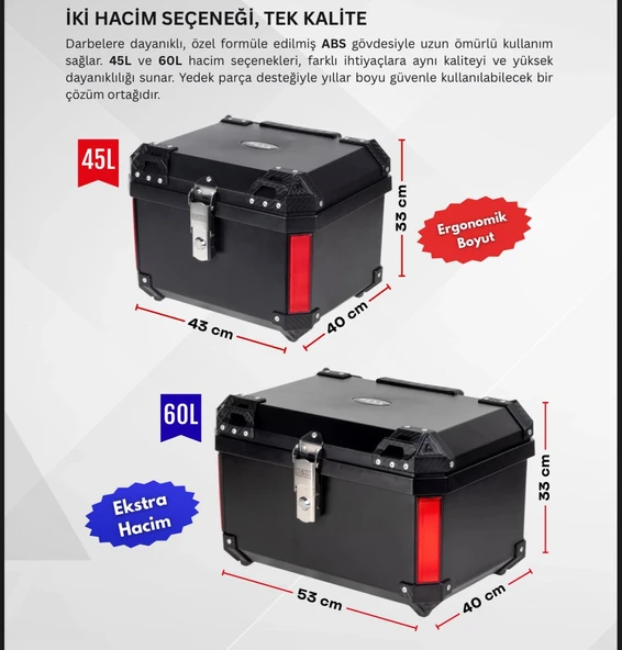 PTTAVM: REXX 60 LİTRE ABS MOTOSİKLET ARKA ÇANTA - 14-RENKLİ