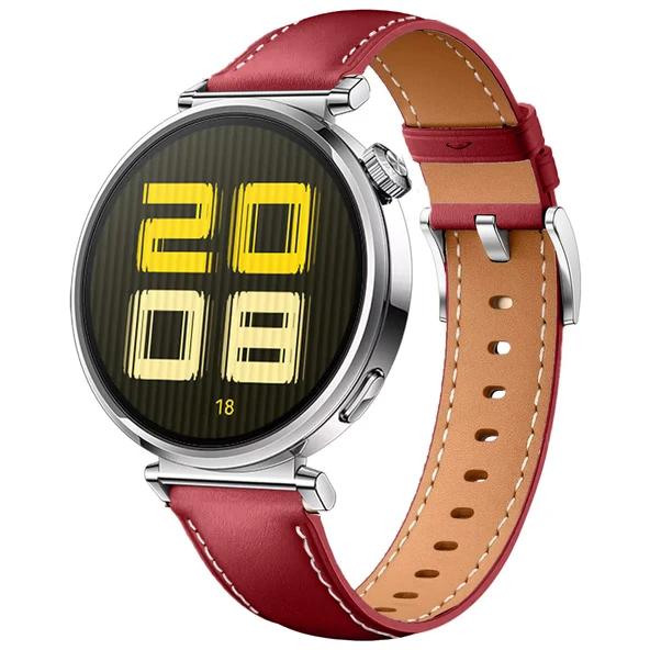 Huawei Watch GT5 41mm İle Uyumlu Gümüş Metal Tokalı Deri Zarif Şık Kordon  Mürdüm ürün görseli 1