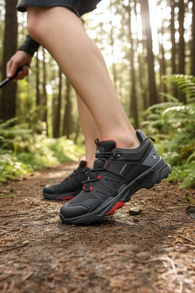 Enoch Erkek Siyah Kırmızı Waterproof Outdoor Trekking ve Dağ Yürüyüş Ayakkabısı ürün görseli 1