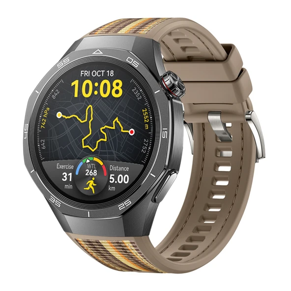 Huawei Watch GT5 Pro 46mm İle Uyumlu Örgü Desen Metal Tokalı Silikon Akıllı Saat Kordonu  Siyah ürün görseli 1