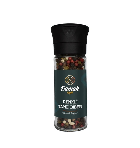 DAMAK KEYFİ RENKLİ TANE KARABİBER DEĞİRMEN TİPİ CAM 50GR ürün görseli 1