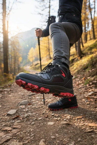 Enoch Erkek Siyah Kırmızı Waterproof Outdoor Trekking ve Dağ Yürüyüş Botu ürün görseli 1