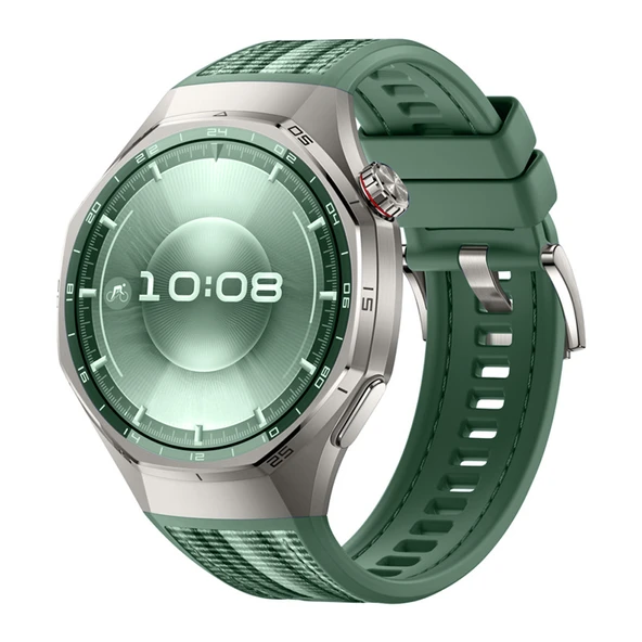 Huawei Watch GT6 Pro 46mm İle Uyumlu Örgü Desen Metal Tokalı Silikon Akıllı Saat Kordonu  Haki ürün görseli 1