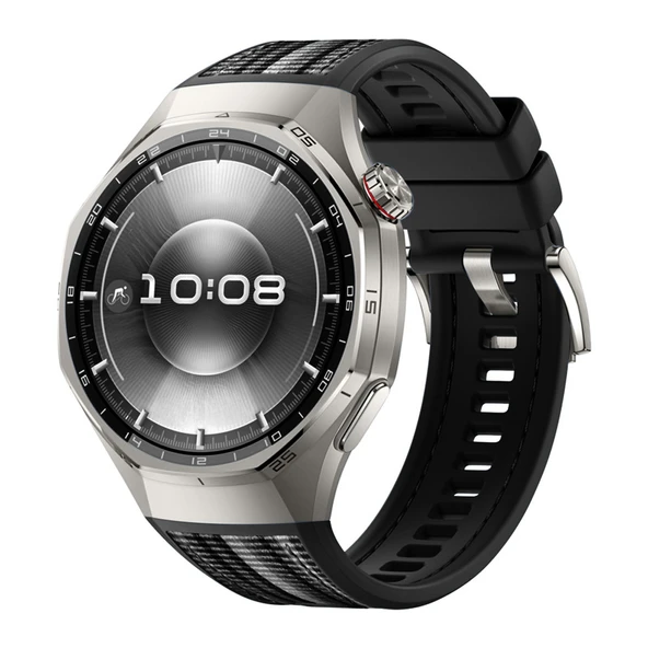 Huawei Watch GT6 Pro 46mm İle Uyumlu Örgü Desen Metal Tokalı Silikon Akıllı Saat Kordonu  Siyah ürün görseli 1