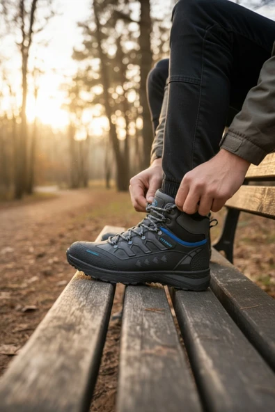 Enoch Erkek Antrasit Mavi Su Geçirmez Outdoor Trekking ve Doğa Yürüyüş Botu ürün görseli 1