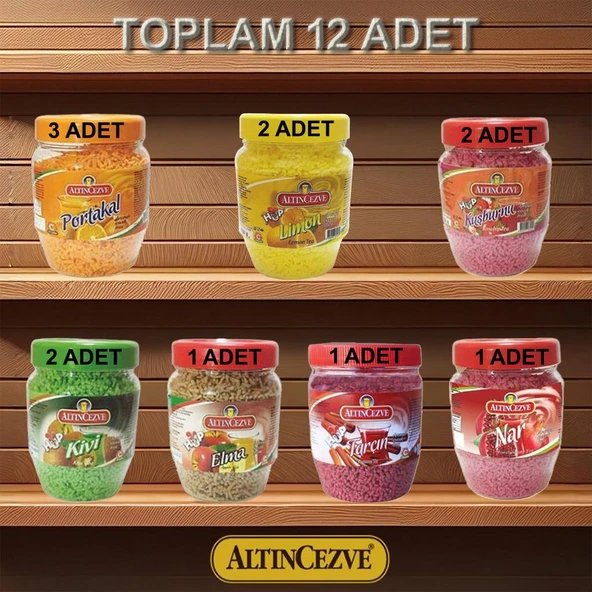 Altıncezve Granül Oralet 12'li Paket 300Gr x 12 Adet (Portakal,Limon,Kuşburnu,Kivi,Elma,Nar,Tarçın) ürün görseli 1