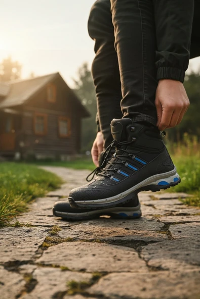 Enoch Erkek Siyah Mavi Waterproof Kürklü Outdoor Trekking ve Doğa Yürüyüş Botu ürün görseli 1