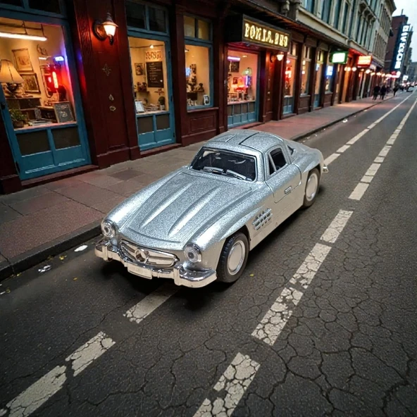 Mercedes-benz 300 Sl Gri Metal Çek Bırak Model Araba ürün görseli 1