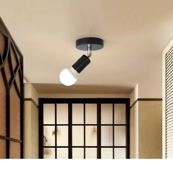 RİOLİGHT MODERN KROM MAFSAL HAREKETLİ BAŞLIK 1XE27 DUYLU SİYAH METAL SPOT TAVAN ARMATÜR AVİZE ürün görseli 1