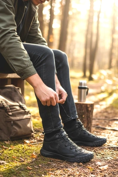 Enoch Erkek Siyah Su Geçirmez Outdoor Trekking ve Şehir Yürüyüş Ayakkabısı ürün görseli 1
