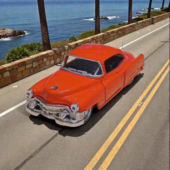 1953 Kırmızı Cadillac Serıes 62 Coupe Diecast Çek Bırak Model Araba ürün görseli 1