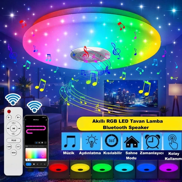 HyMark Akıllı Tavan Smart Life RGB LED Lamba Bluetooth Müzik 60W 220V Dekoratif Aydınlatma ürün görseli 1