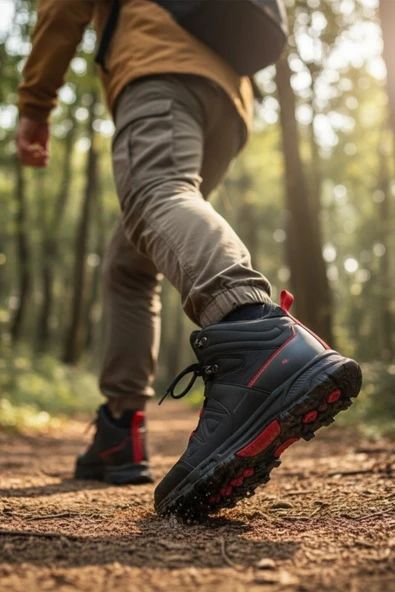 Enoch Erkek Siyah Kırmızı Waterproof Yüksek Bilekli Outdoor Trekking ve Doğa Botu ürün görseli 1