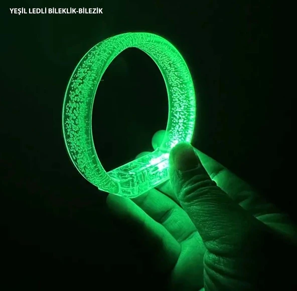 Yeşil Led Işıklı Baskı Yapılabilen Pilli Bileklik Bilezik ürün görseli 1
