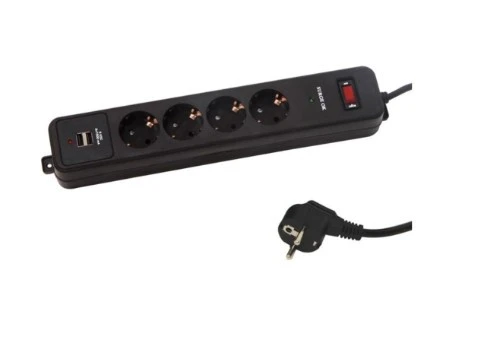 SPG4+U 4'LÜ 1.8m AKIM KORUYUCU PRİZ (2 USB) ürün görseli 1