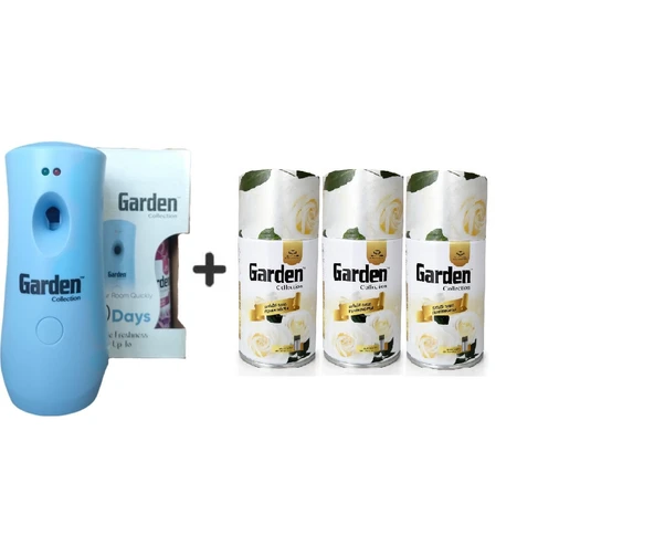 Garden Oda Kokusu Hava Temizleyici Otomatik Makine+ Beyaz Gül Kır Bahçesi Oda Spreyi 260 ml x 3 Adet ürün görseli 1
