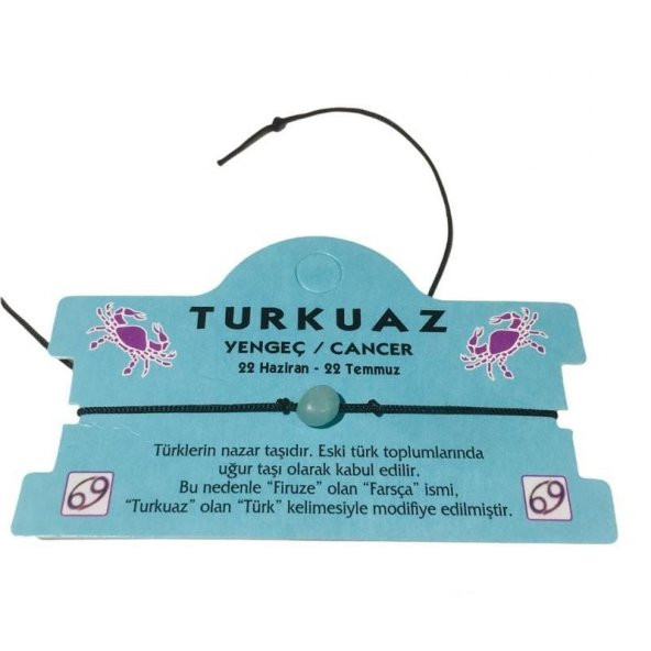 Yengeç Burcu Turkuaz Doğal Taş Ayarlanabilir Burç Bileklik ürün görseli 1