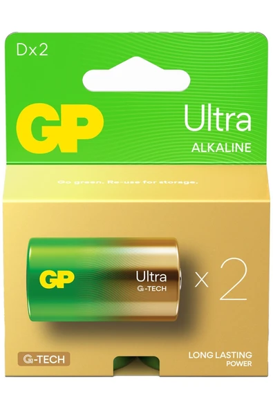 Gp G-tech Ultra Alkalin Kalın Lr20 - D Boy 1.5v Pil 2'li Kart ürün görseli 1