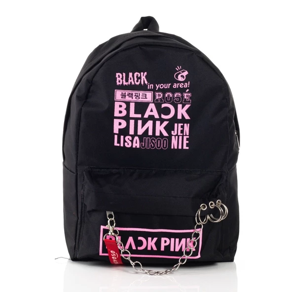 Blackpink Kpop Baskılı Piercing Zincirli Sırt Okul Çantası ürün görseli 1