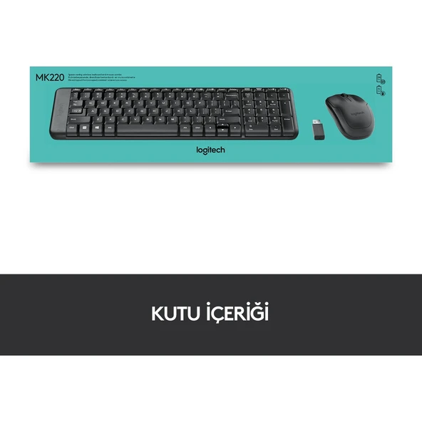 MK220 Kablosuz Türkçe Klavye Mouse Seti - Siyah - Resim 7