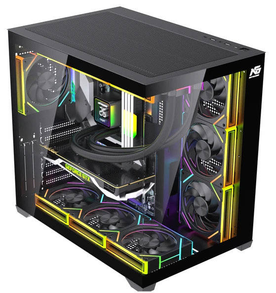 Alpha Neon 750W  80+ Bronze Power 7x ARGB Fan Kumanda ve Kontrolcü ATX Boş Bilgisayar Kasası Siyah ürün görseli 1