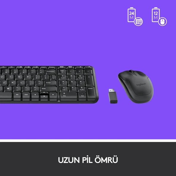 MK220 Kablosuz Türkçe Klavye Mouse Seti - Siyah - Resim 5
