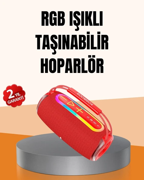 IPX6 Su Geçirmez RGB LED Işıklı Taşınabilir Bluetooth Hoparlör 2400 mAh P94434S7209 ürün görseli 1