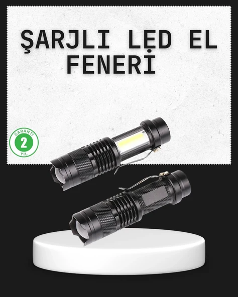 Odak Ayarlı 2000 Lümen Şarjlı LED El Feneri P94922S8087 ürün görseli 1