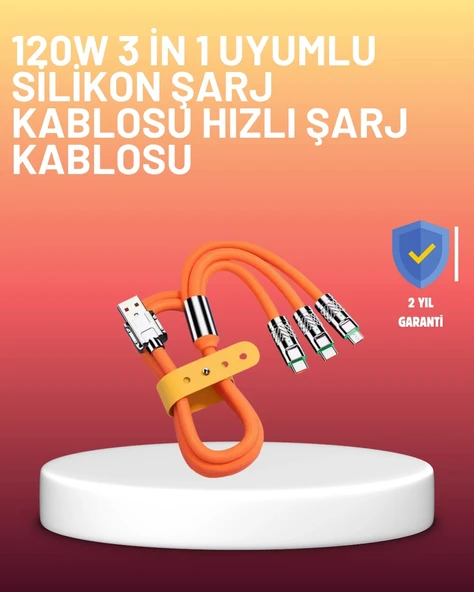 Çinko Alaşımlı Uçlu 120 W Şarj Kablosu – Dolaşmaya Dayanıklı 1,2 m USB Kablo P96618S2414 ürün görseli 1