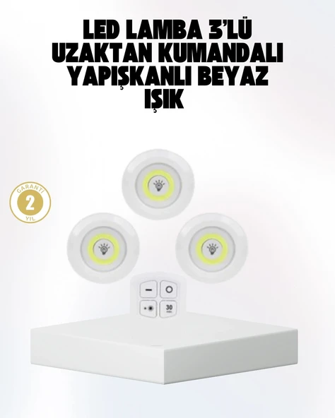 Kablosuz Gün Işığı 3’lü LED Spot Lamba Kumandalı P96712S5305 ürün görseli 1
