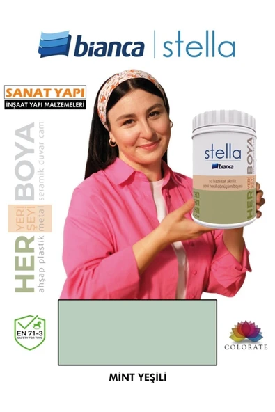 Bianca Stella Su Bazlı Akrilik Boya Mint Yeşili 1 LİTRE ürün görseli 1