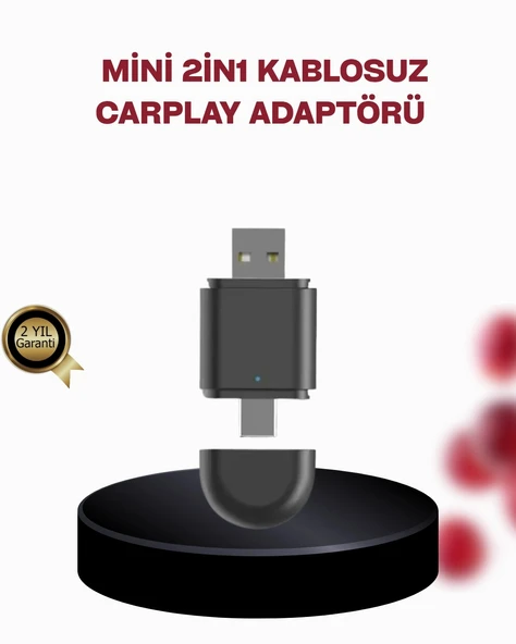 Kablosuz CarPlay Adaptörü – Bluetooth 5.4 ve Wi-Fi 6 Teknolojili Tak & Çalıştır Dönüştürücü P97931S3143 ürün görseli 1