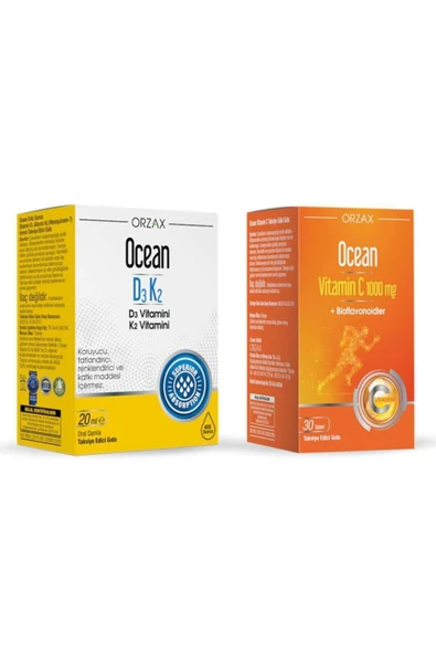 OCEAN Ocean D3 K2 Damla 20 Ml + Ocean Vitamin C 1000 Mg 30 Tablet ürün görseli 1