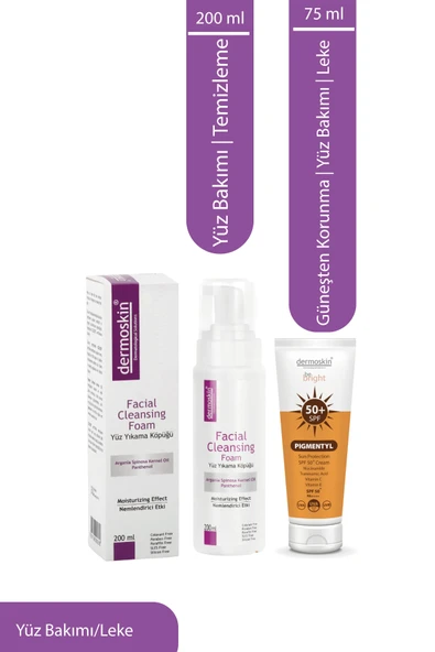 DERMOSKİN Yüz Yıkama Köpüğü 200 ml+ Be Bright Pigmentyl Sun Protection SPF50+ 2'li Avantaj Paket 8697796002510 ürün görseli 1
