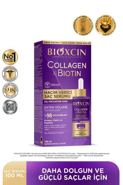 BİOXCİN Collagen & Biotin Ekstra Hacim Serumu 100 Ml - Kolajen Biotin İnce Seyrek Saçlar ürün görseli 1