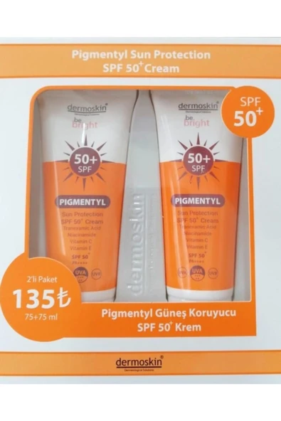 DERMOSKİN Be Bright Pigmentyl Spf 50+ 75 ml 2'li Paket Güneş Kremi ürün görseli 1