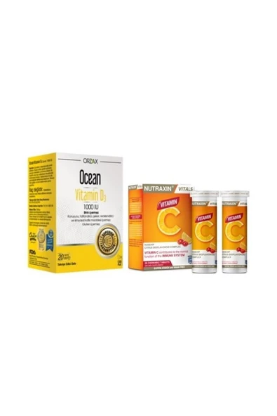 OCEAN Sprey D3 Vitamini 20 ml + Nutraxin C Vitamini 28 Çiğneme Tableti ürün görseli 1