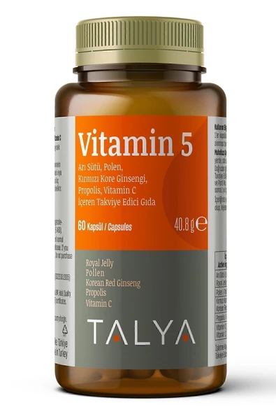 TALYA Vitamin 5 Arı Sütü, Polen, Kırmızı Kore Ginsengi, Propolis, Vitamin C Içeren Takviye Edici Gıda ürün görseli 1