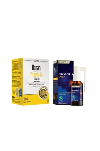 OCEAN D3 Vitamini - Ocean Vitamin D3 1000 Iu Sprey 20ml + Nutraxin Propolis Boğaz Spreyi 30ml ürün görseli 1