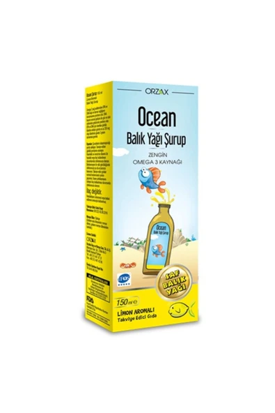 ORZAX Ocean Omega 3 Limonlu Balık Yağı Şurubu150 ml 8697595870815 ürün görseli 1