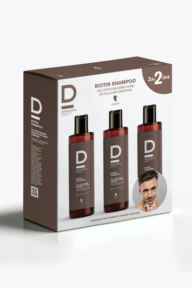 DERMOSKİN Biotin Şampuan (Erkek) 3 Al 2 Öde | Saç Dökülmesi Karşıtı Şampuan | Erkek Saç Bakımı | 3x200 ml ürün görseli 1