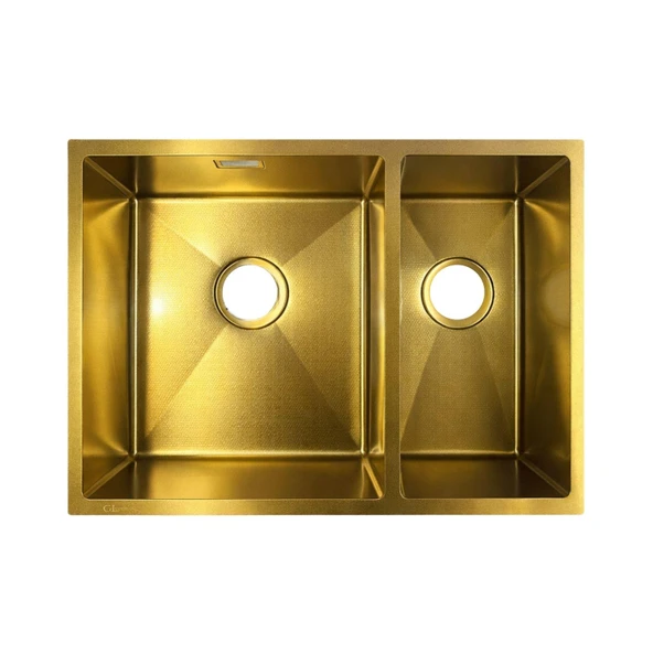 GL General Redux 58x44 Gold Petek Dokulu Sağ 1,5 Gözlü Paslanmaz Çelik Mutfak Eviyesi ürün görseli 1