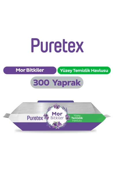 Puretex Yüzey Temizlik Havlusu Mor Bitkiler 3x100 (300 Yaprak) ürün görseli 1