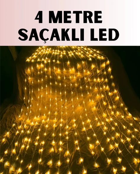 4 Metre Icicle Şelale Led Yılbaşı Perde Işık Sıcak Ambiyans P100444S2078 ürün görseli 1