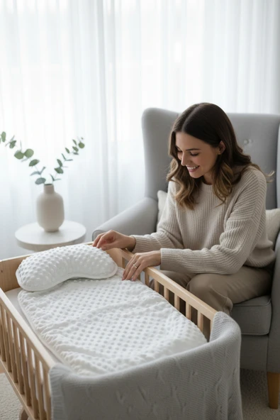 Nohut Desenli Bebek Alt Açma Minderi Seti Yastıklı Unisex | Yenidoğan 2 Parça Alt Açma ürün görseli 1